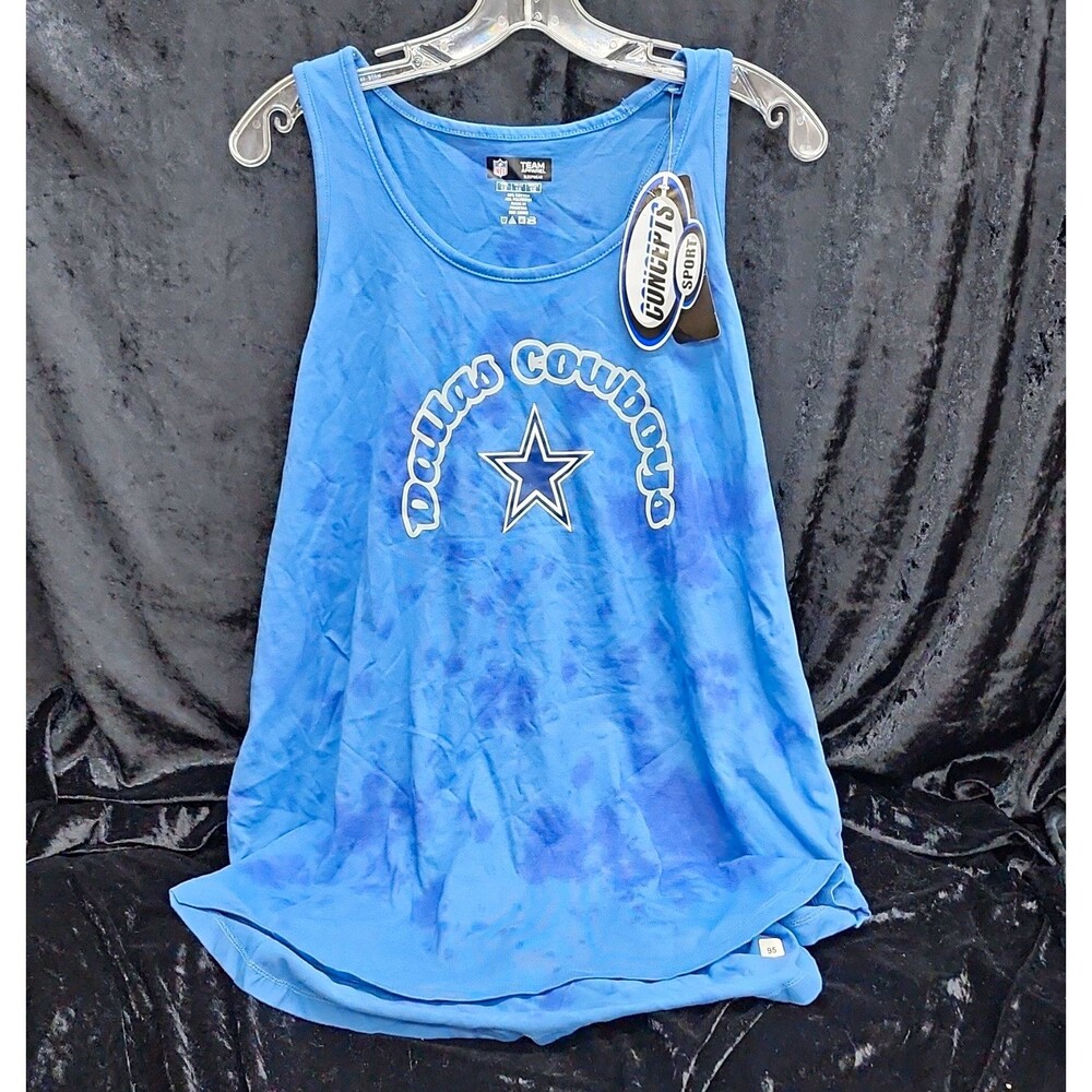 Team Apparel Dallas Cowboys Women's Plus 1X Blue Tie-Dye Sleeveless Logo Tank